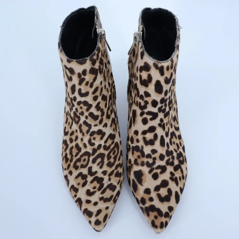 SAM EDELMAN Kinzey Leopard Ankle Booties Orange Black Kitten Heel Women's 6.5